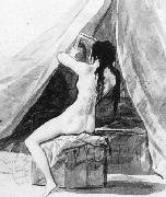 Francisco de goya y Lucientes Nude Woman Holding a Mirror painting
